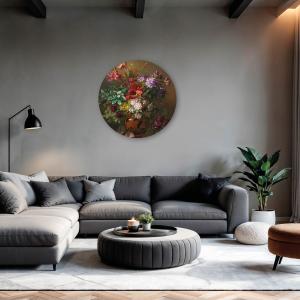 Muurcirkel Stilleven met bloemen in een Griekse vaas