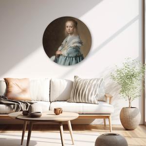 Muurcirkel Portret van een meisje in het blauw