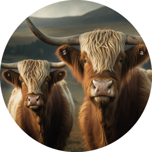Muurcirkel Koeien hooglanders bruin