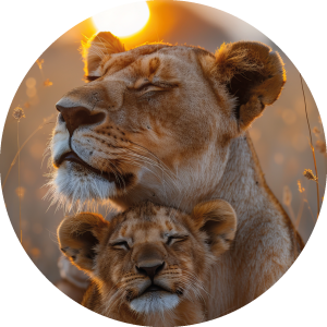 Muurcirkel Leeuwen moeder en kind