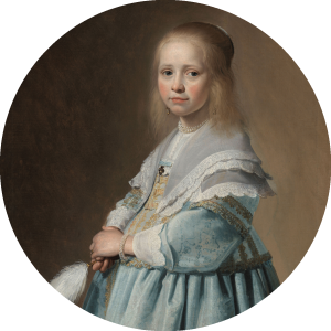 Muurcirkel Portret van een meisje in het blauw