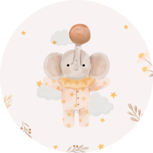 Muurcirkel Olifantje • ook te bestellen met naam / geboortedatum